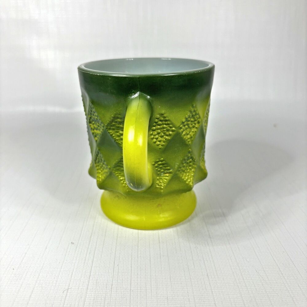 Vintage Green Kimberly Diamond Point Mug Fire King Coffee Cup Retro Made USA - Picture 2 of 7